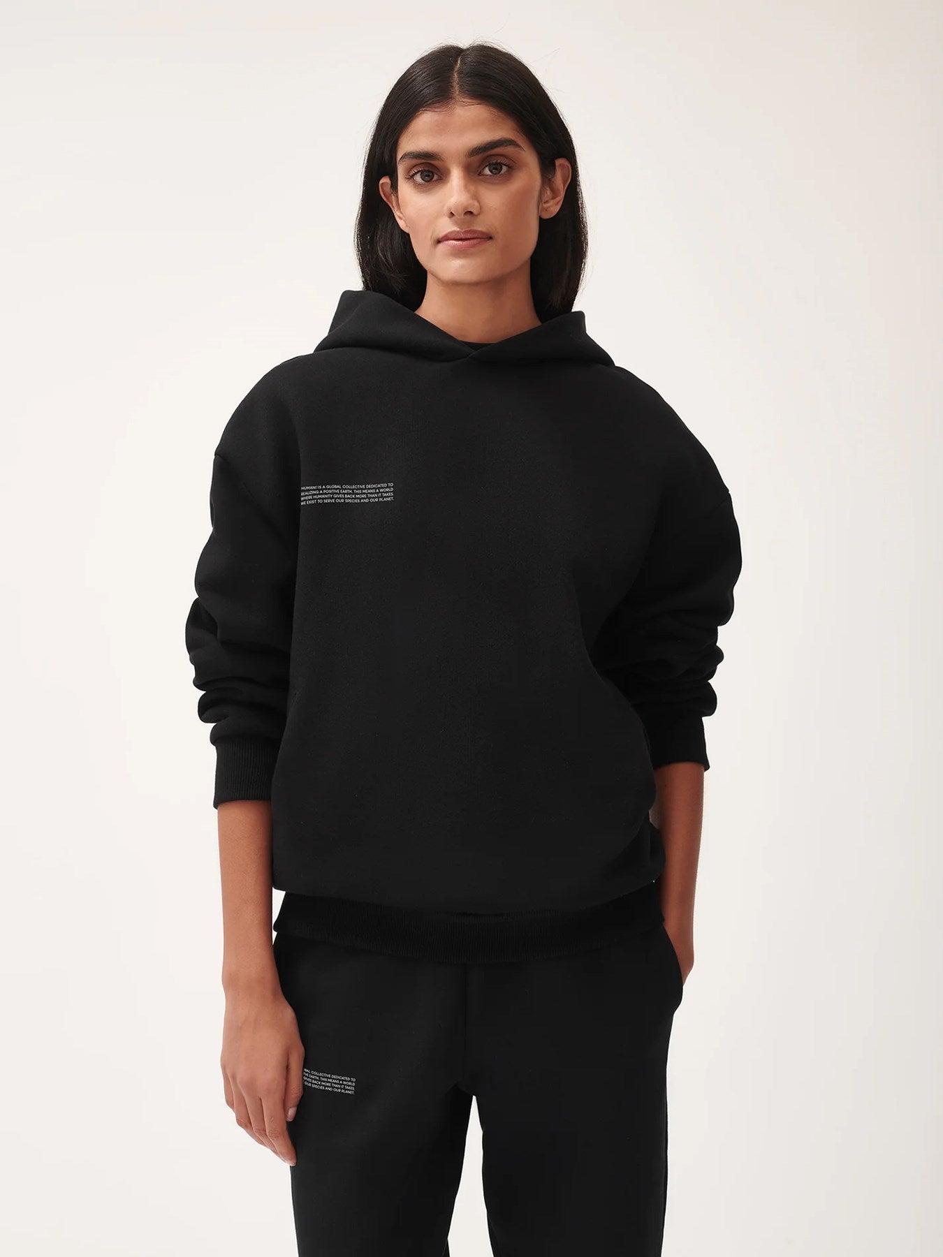 Siyah Unisex Kapüşonlu Nature Concept Baskılı Oversize Hoodie Sweatshirt