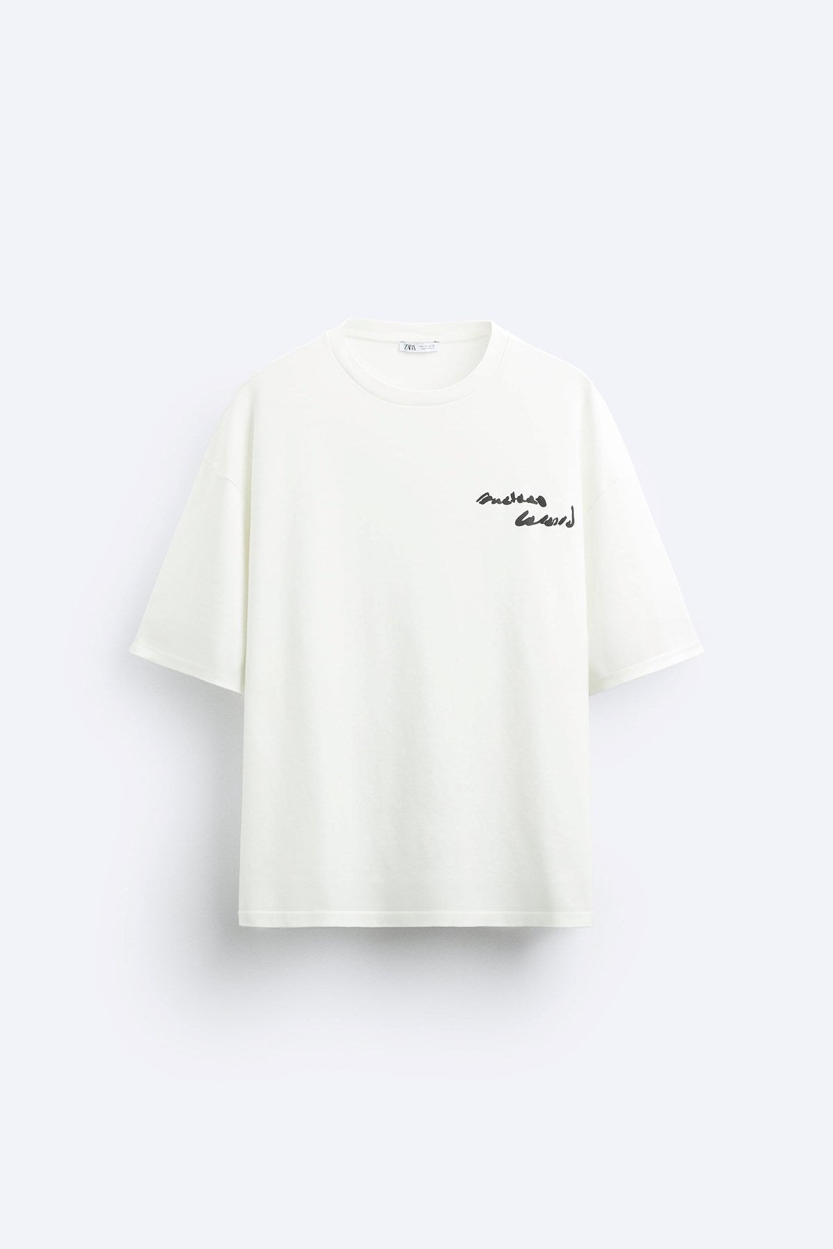 Bisiklet Yaka Bay Light Son Light Baskılı Beyaz Oversize Erkek T-shirt