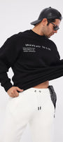 Bisiklet Yaka İçi Polar Unknown Desire Yazı Baskılı Siyah Oversize Sweatshirt