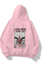 Kapüşonlu İçi Polar Look Mom I Can Fly Baskılı Unisex Siyah Oversize Hoodie Sweatshirt