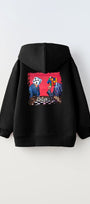 Kapüşonlu İçi Polar Satranç Baskı Siyah Unisex Çocuk Hoodie Sweatshirt