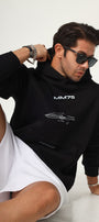 Kapüşonlu İçi Polar MM75 Baskılı Siyah Oversize Hoodie Sweatshirt