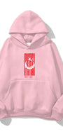Kapüşonlu İçi Polar Türk Bayrağı Baskılı Pembe Unisex Hoodie Sweatshirt