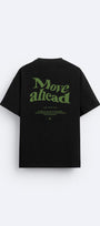 Bisiklet Yaka Move Ahead Yazılı Kordinat Baskılı Oversize Siyah Erkek T-shirt