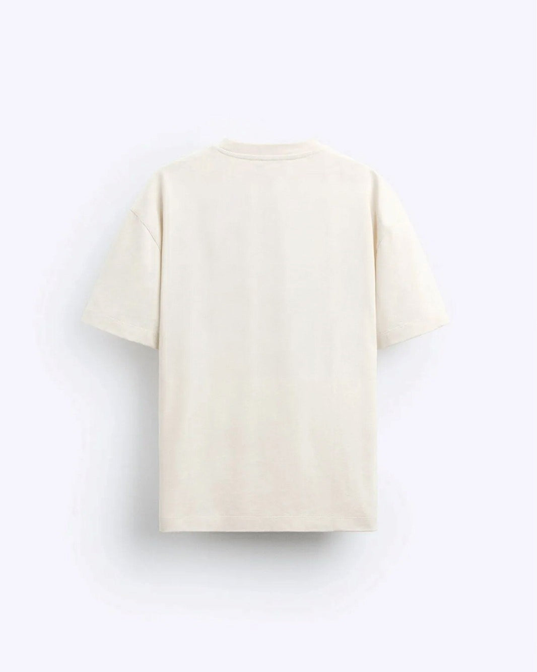 Classıc Aesthetic Yazı Baskılı Bej Oversize Erkek T-shirt