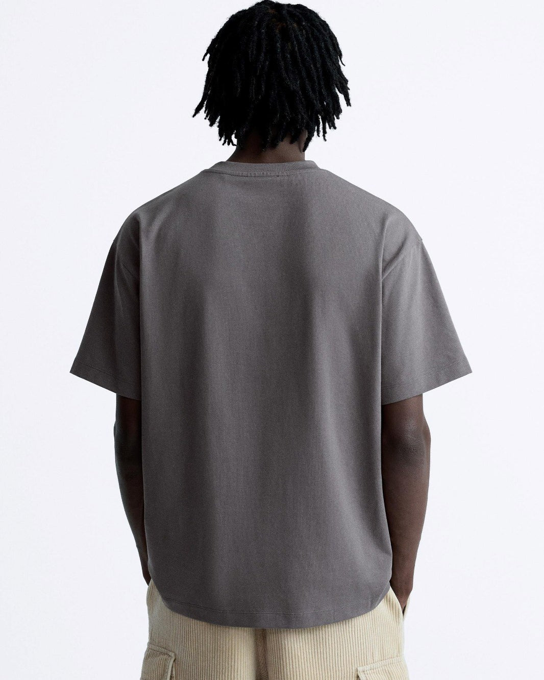 Bisiklet Yaka Syzygy Yazılı Oversize Füme Erkek T-shirt