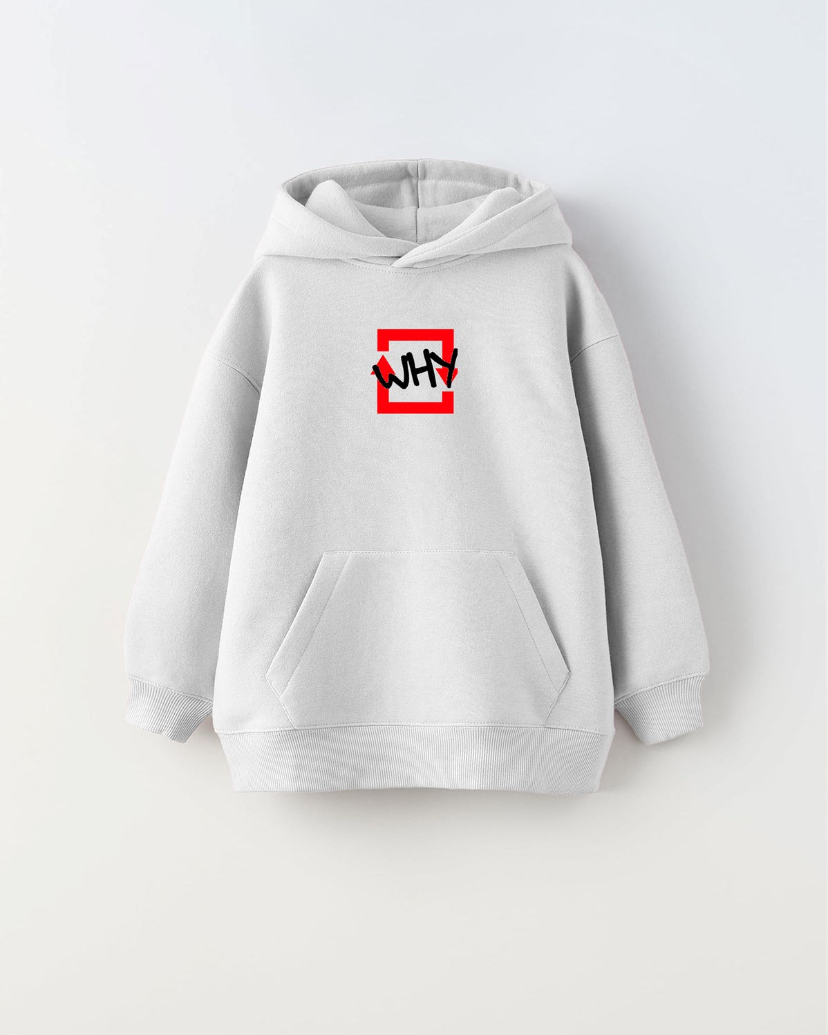 Kapüşonlu İçi Polar Why Baskılı Beyaz Unisex Çocuk Hoodie Sweatshirt