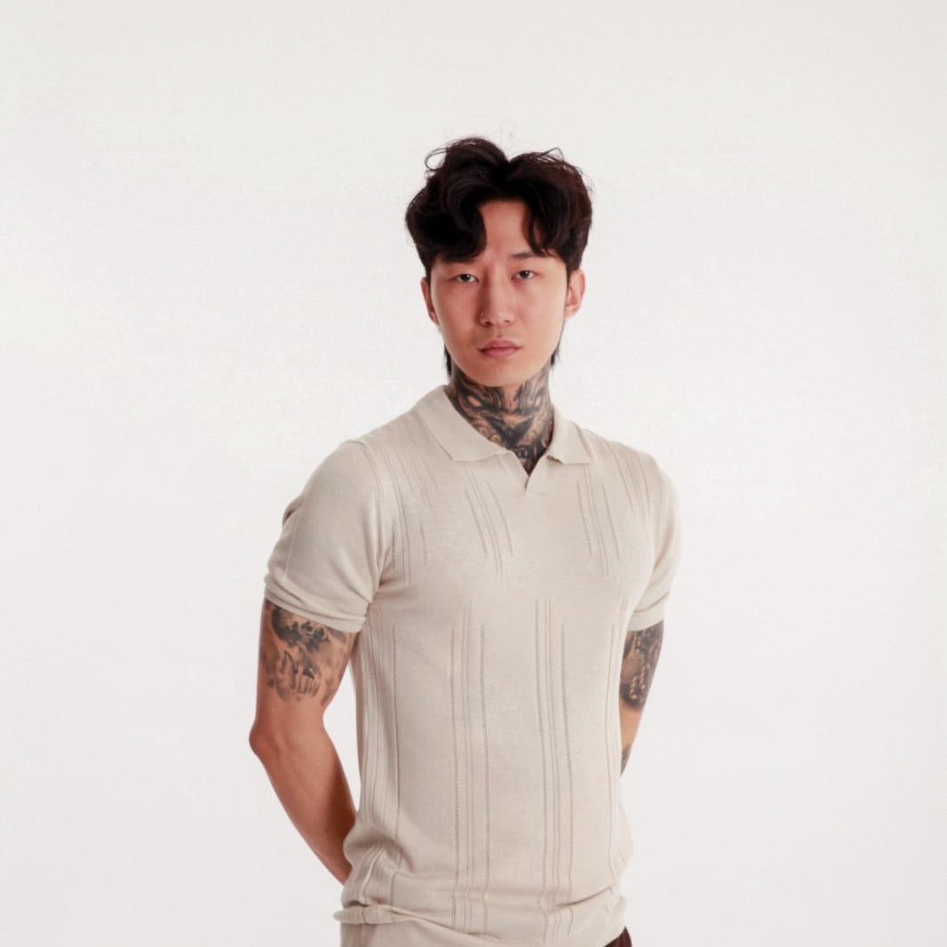 Erkek Bej Polo Yaka Triko Tişört – Kısa Kollu, Yazlık Modern Slim Fit Örgü Model