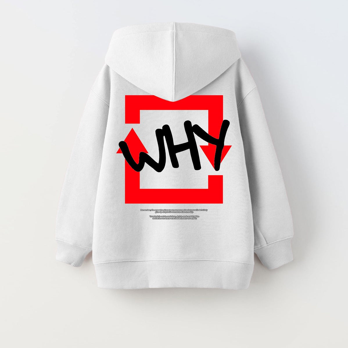 Kapüşonlu İçi Polar Why Baskılı Beyaz Unisex Çocuk Hoodie Sweatshirt