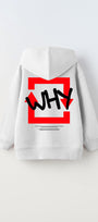 Kapüşonlu İçi Polar Why Baskılı Beyaz Unisex Çocuk Hoodie Sweatshirt