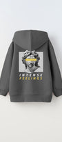 Kapüşonlu İçi Polar Intense Feelings Baskılı Füme Unisex Çocuk Hoodie  Sweatshirt
