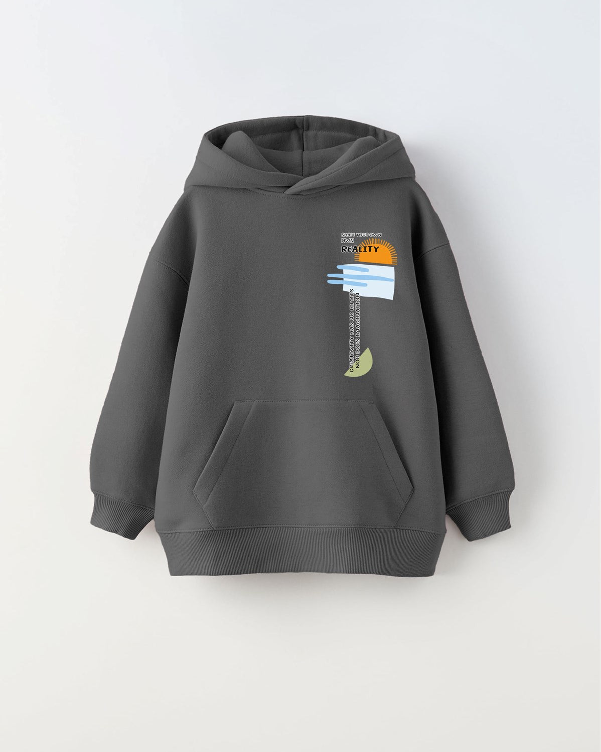 Kapüşonlu İçi Polar Shape Your Own Reality Baskılı Füme Unisex Çocuk Hoodie Sweatshirt