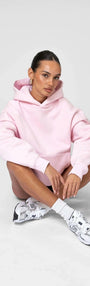 3'lü Paket Kapüşonlu İçi Polar Oversize Hoodie Sweatshirt/ Siyah-Beyaz-Pembe