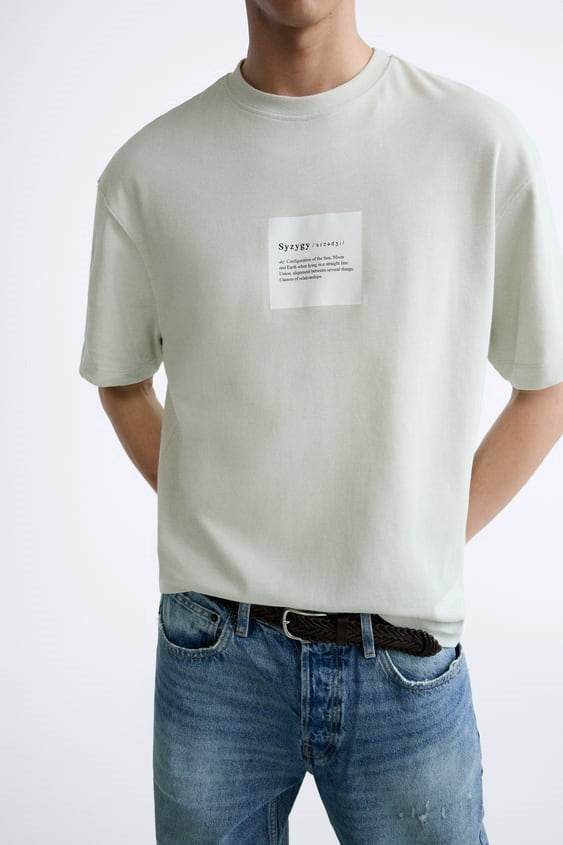 Bisiklet Yaka Syzygy Yazılı Oversize Mint Erkek T-shirt