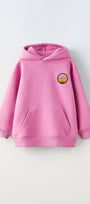 Kapüşonlu İçi Polar Rise And Enjoy Baskılı Pembe Unisex Çocuk Hoodie Sweatshirt