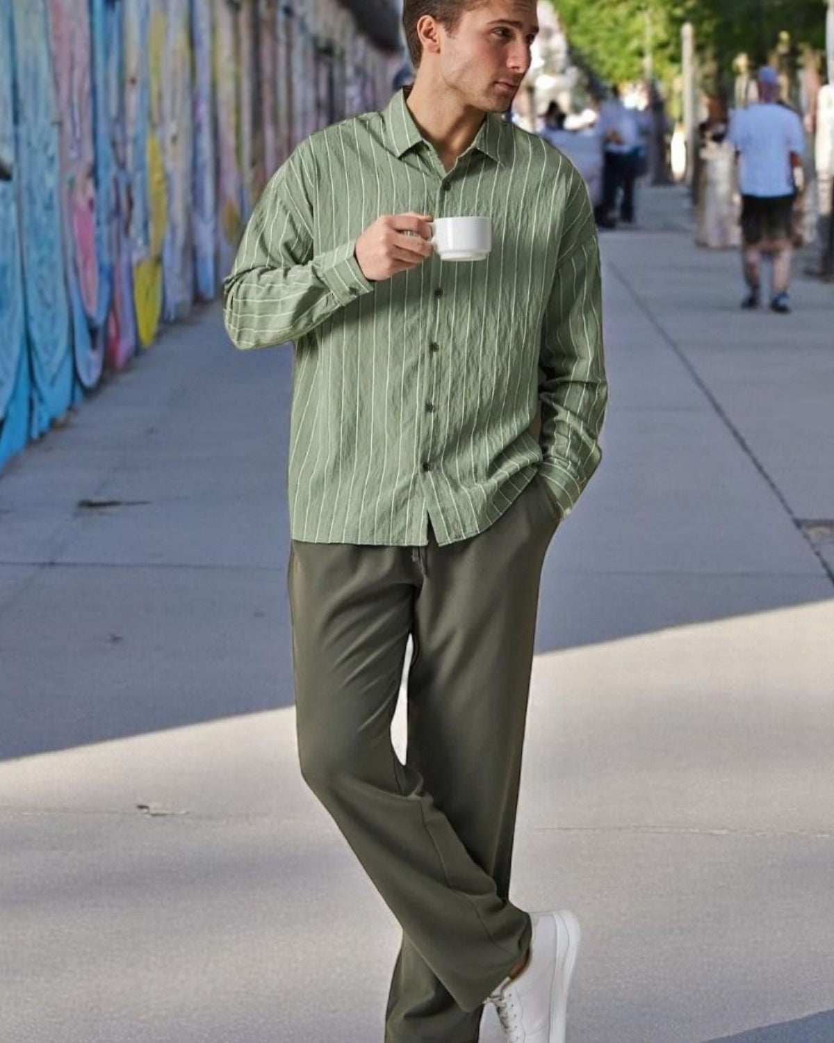 Yumuşak Dokulu Çizgili Modern Erkek Gömlek