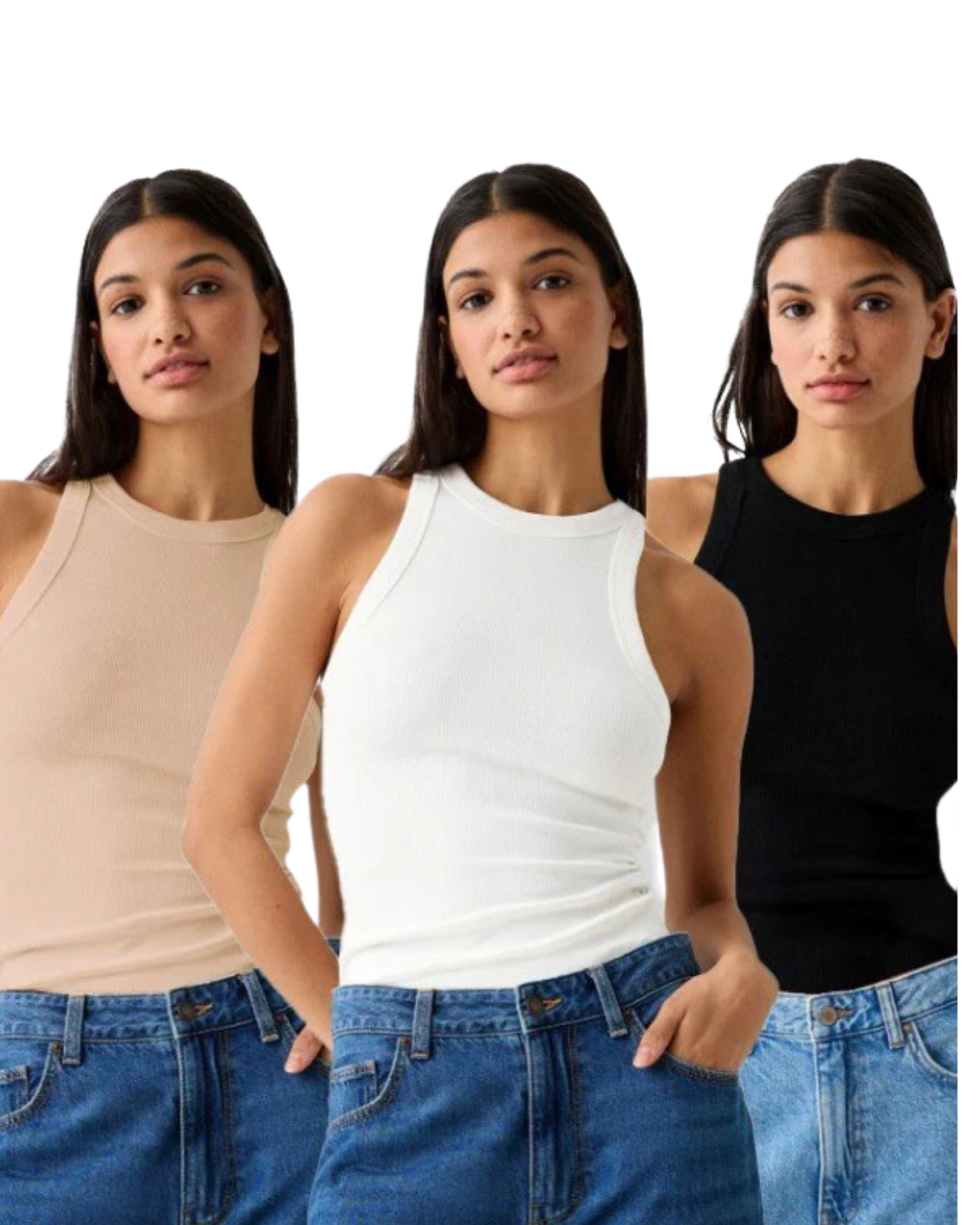 3'lü Halter Yaka Atlet Seti (BEYAZ, SİYAH, CAMEL)