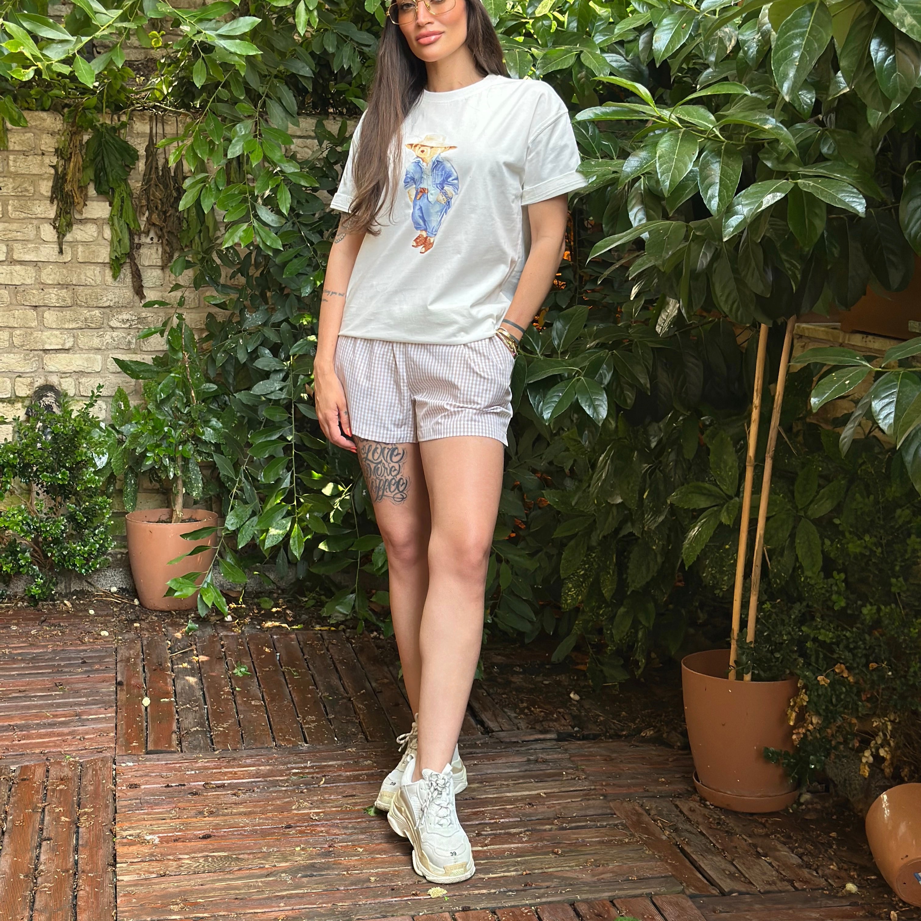 Dîde Keçik Cansu Kombini Şort Tişört Bandana