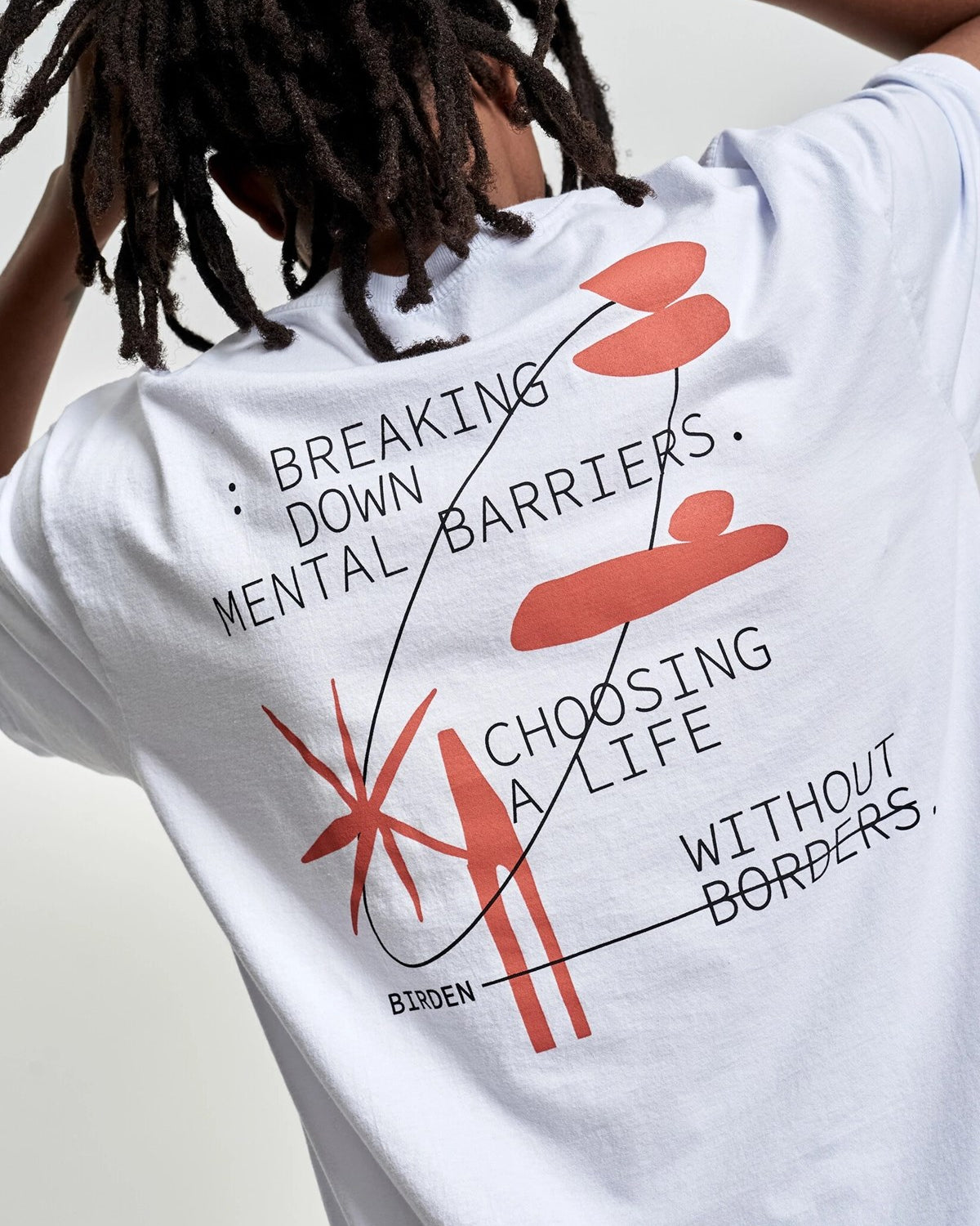 Bisiklet Yaka Breaking Down Baskılı Beyaz Oversize Erkek T-shirt