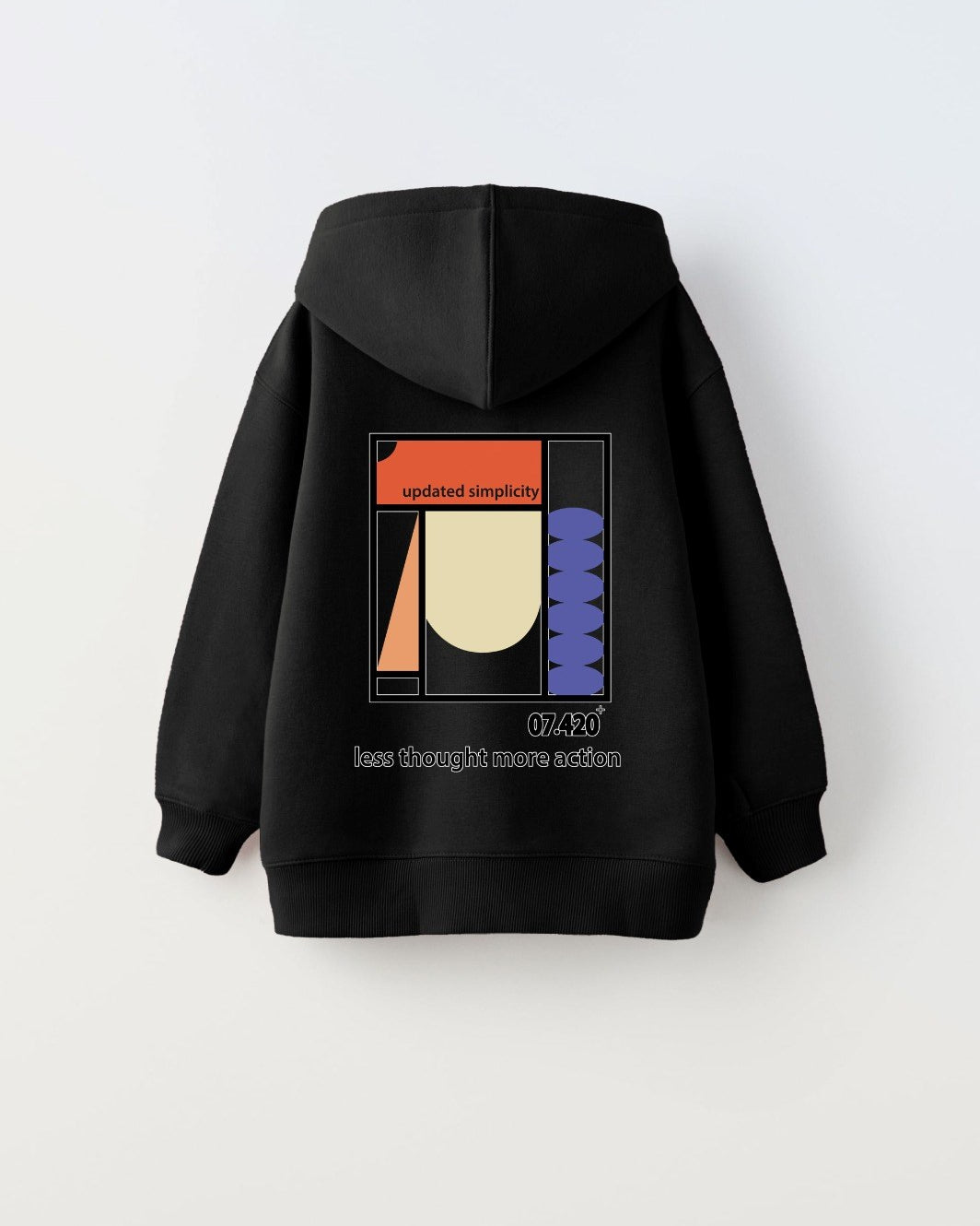 Kapüşonlu İçi Polar Updated Simplicity Baskılı Siyah Unisex Çocuk Hoodie Sweatshirt