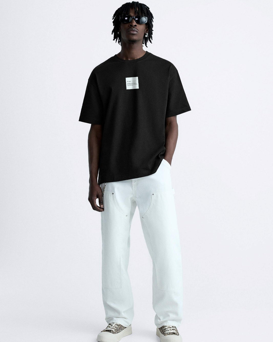 Bisiklet Yaka Syzygy Yazılı Oversize Siyah Erkek T-shirt