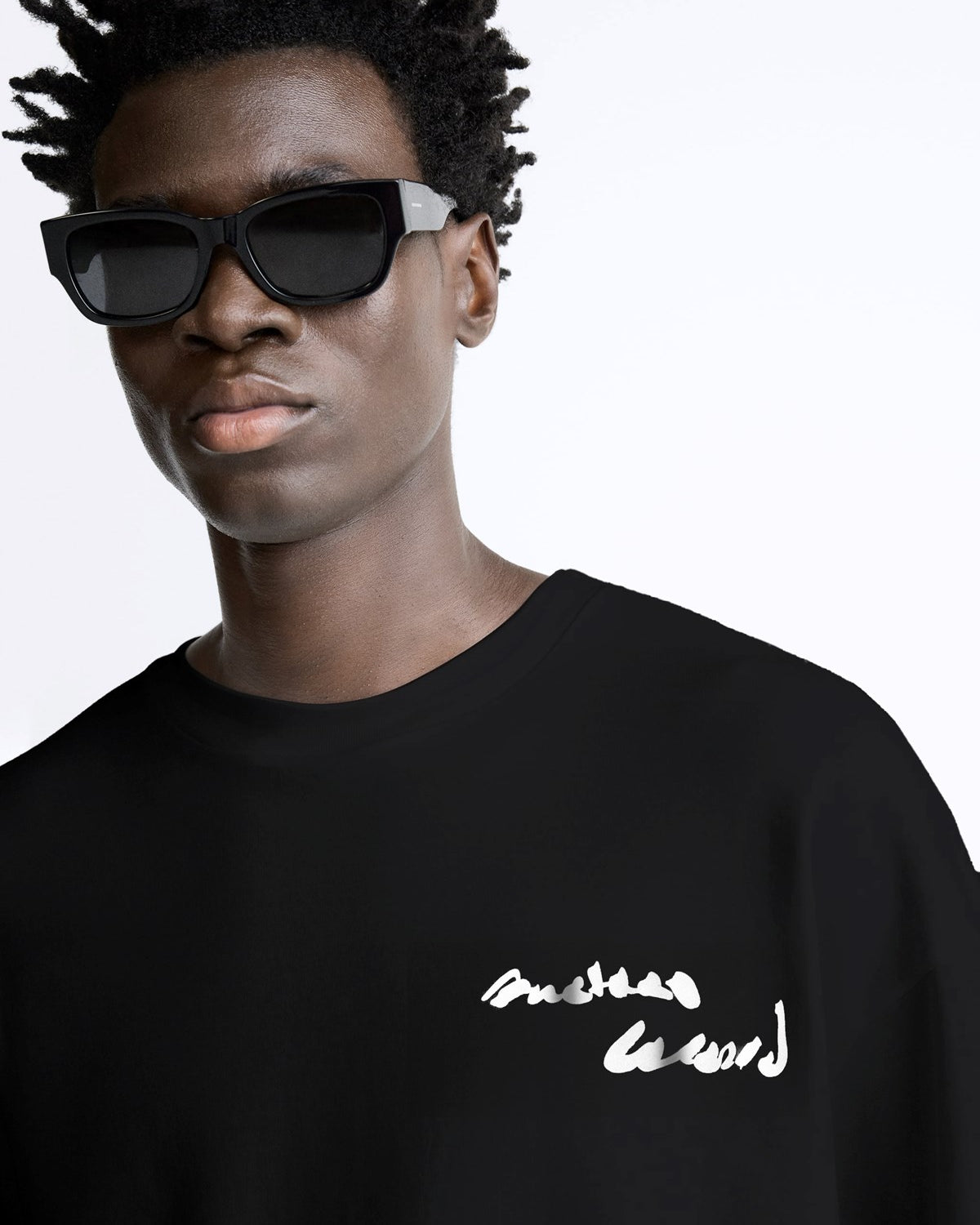 Bisiklet Yaka Bay Light Son Light Baskılı Siyah Oversize Erkek T-shirt