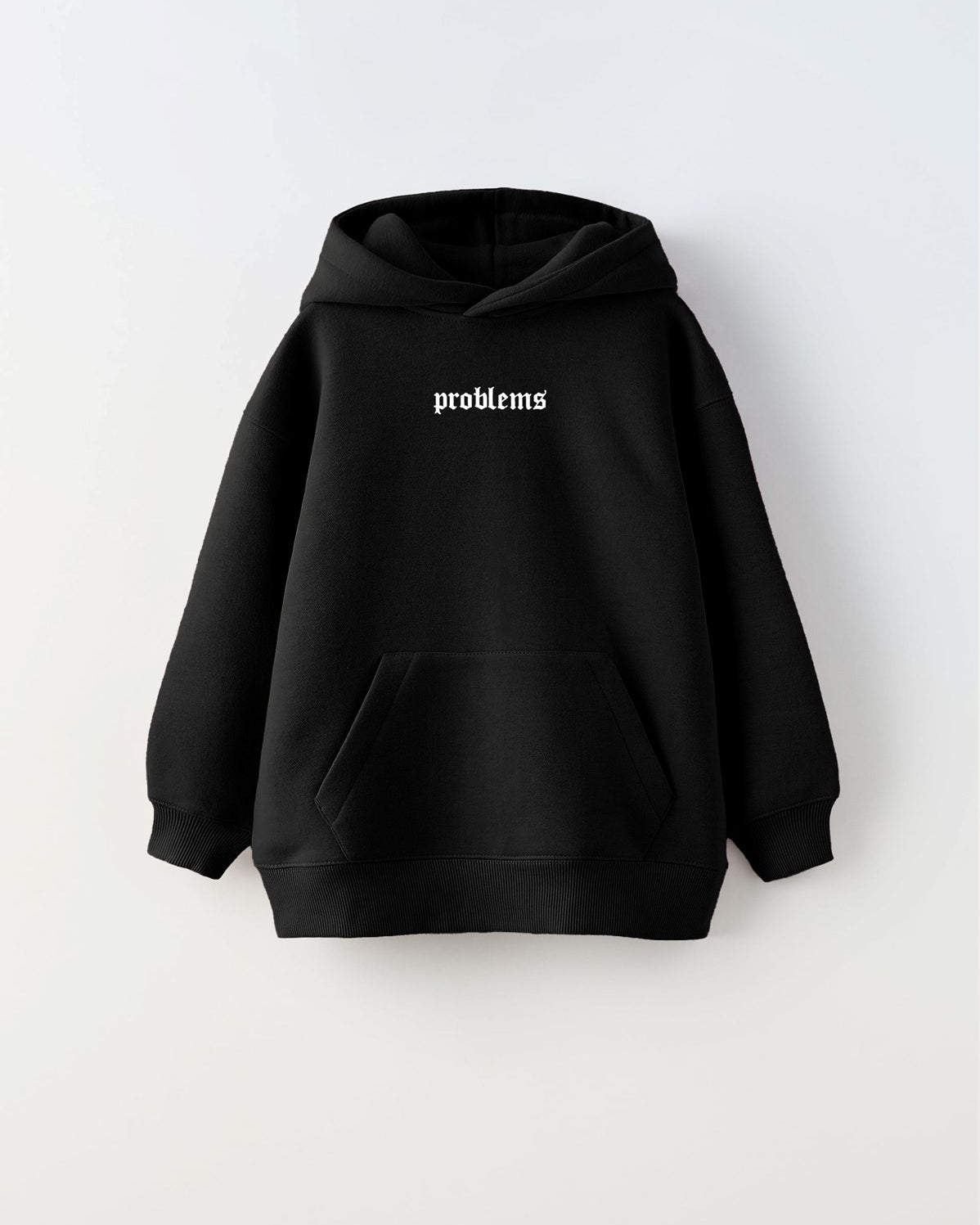 Kapüşonlu İçi Polar Problems Yazılı Heykel Baskılı Siyah Unisex Çocuk Hoodie Sweatshirt