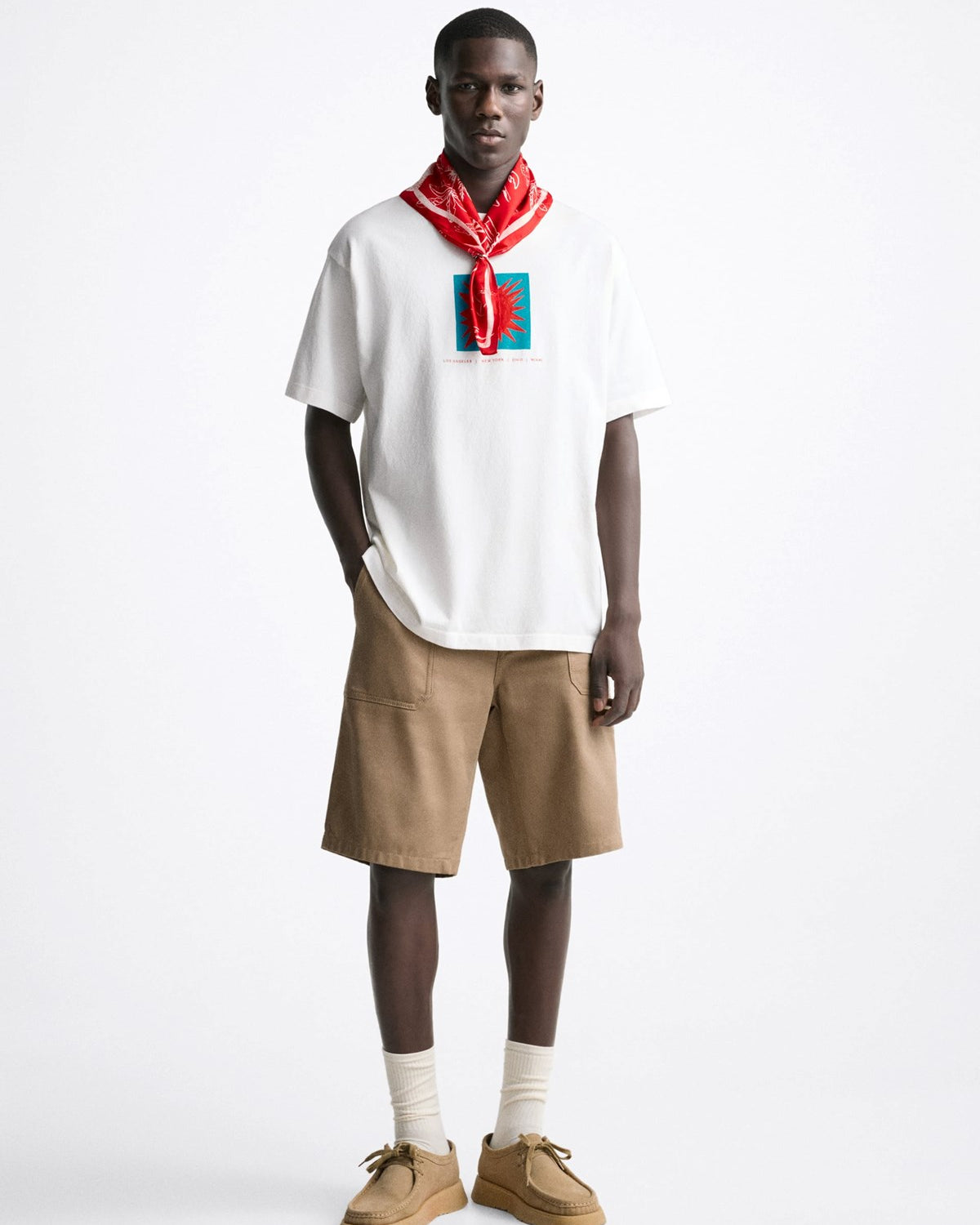 Bisiklet Yaka Afraid Of Real World Baskılı Beyaz Oversize Erkek T-shirt