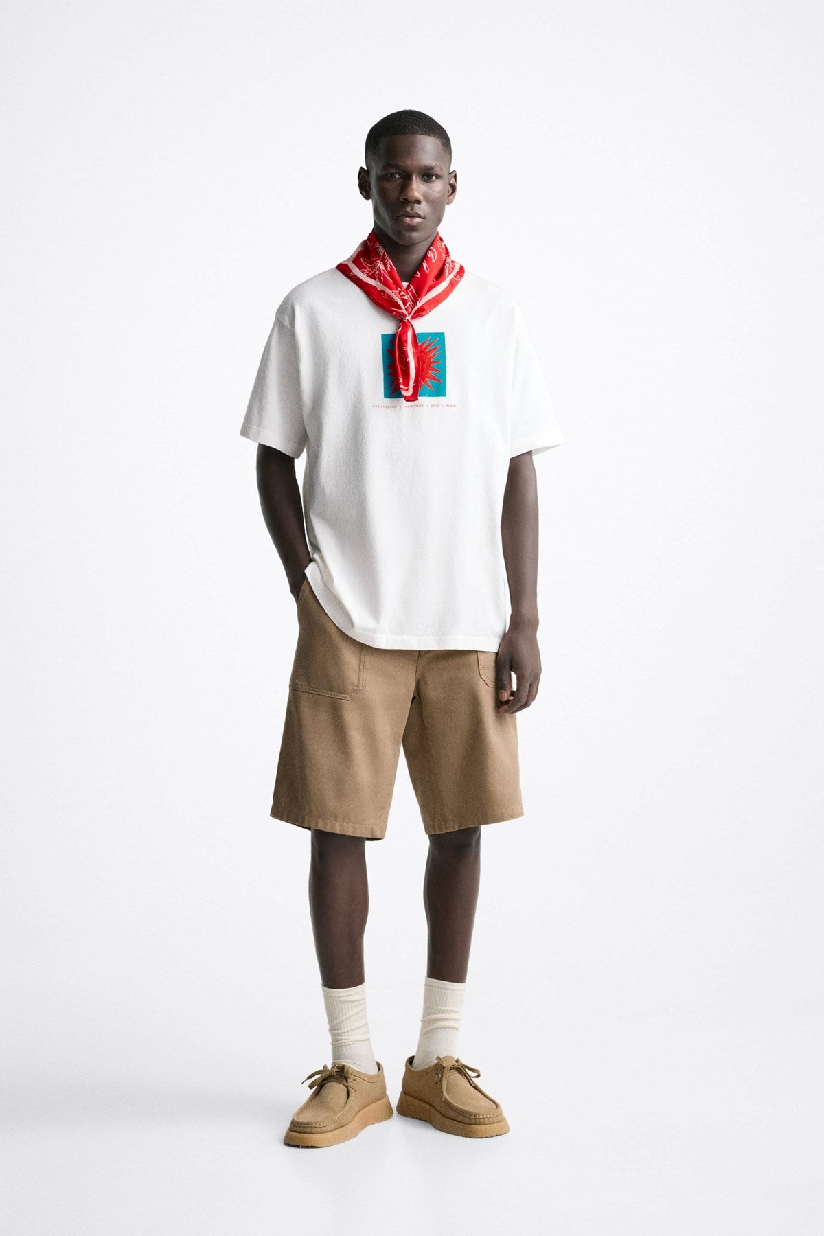 Bisiklet Yaka Afraid Of Real World Baskılı Beyaz Oversize Erkek T-shirt