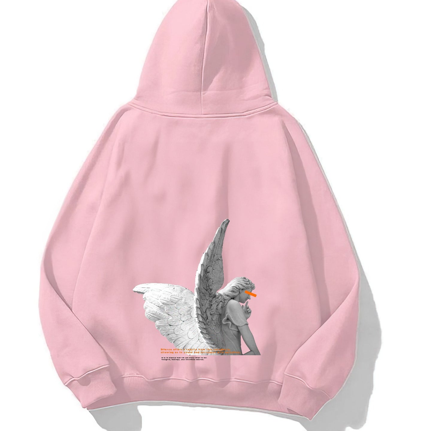 Kapüşonlu İçi Polar Art Work Heykel Baskılı Pembe Unisex Hoodie Sweatshirt