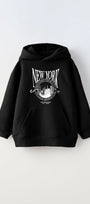 Kapüşonlu İçi Polar New York Yazı Baskılı Siyah Unisex Çocuk Hoodie Sweatshirt