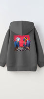 Kapüşonlu İçi Polar Satranç Baskılı Füme Unisex Çocuk Hoodie Sweatshirt