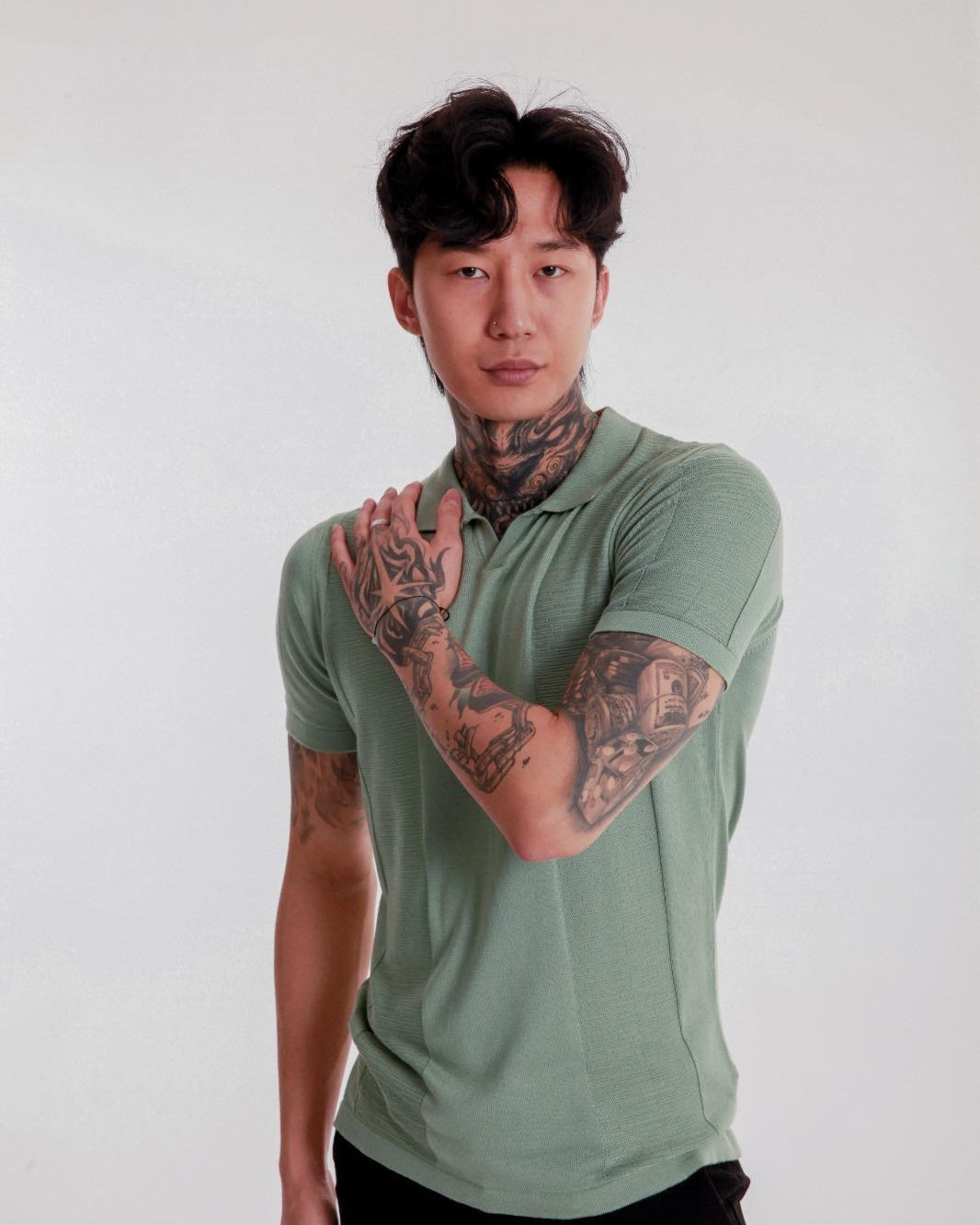 Erkek Yeşil Polo Yaka Triko Tişört – Kısa Kollu Modern Rahat Kalıp Yazlık Model