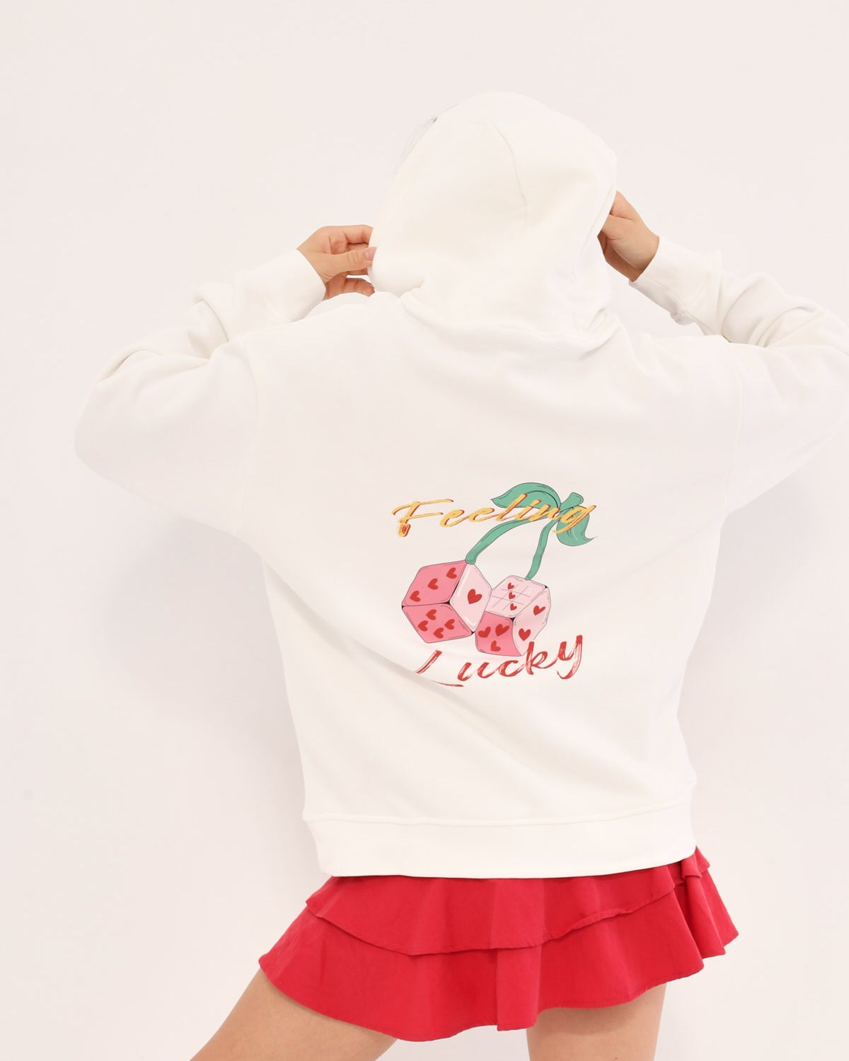 Kapüşonlu İçi Polar To Have You Yazılı Zar Baskılı Beyaz Unisex Hoodie Sweatshirt