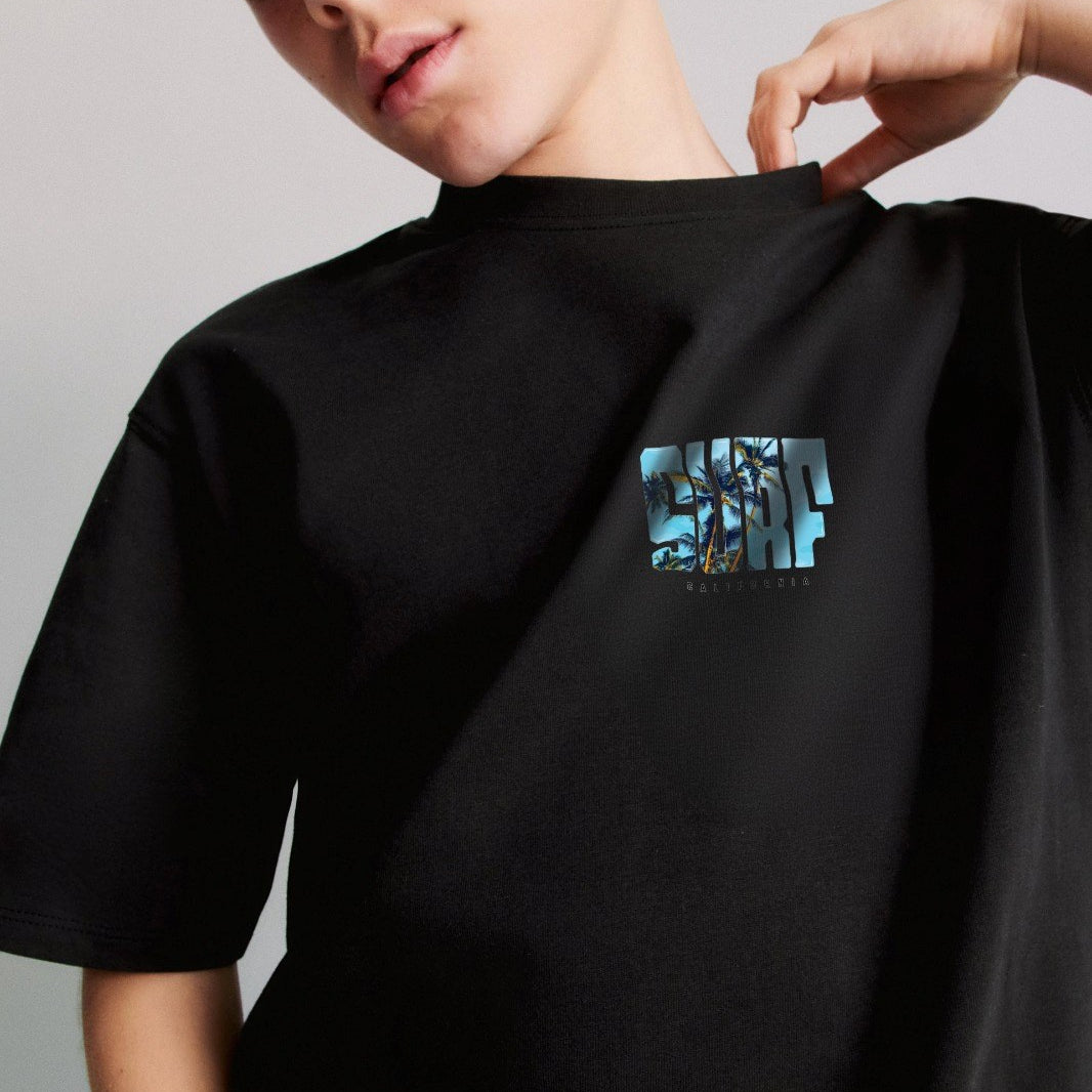 Surf California Yazılı Baskılı Siyah Çocuk T-shirt