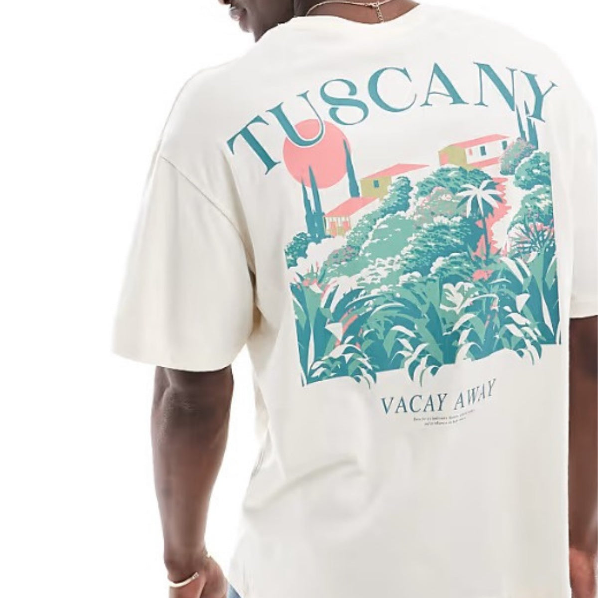 Büyük Beden %100 Pamuk Oversize Erkek Tişört  Tuscany Baskılı Yazlık Model