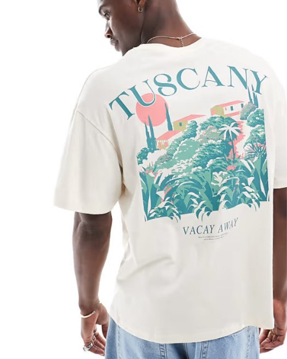 Büyük Beden %100 Pamuk Oversize Erkek Tişört  Tuscany Baskılı Yazlık Model