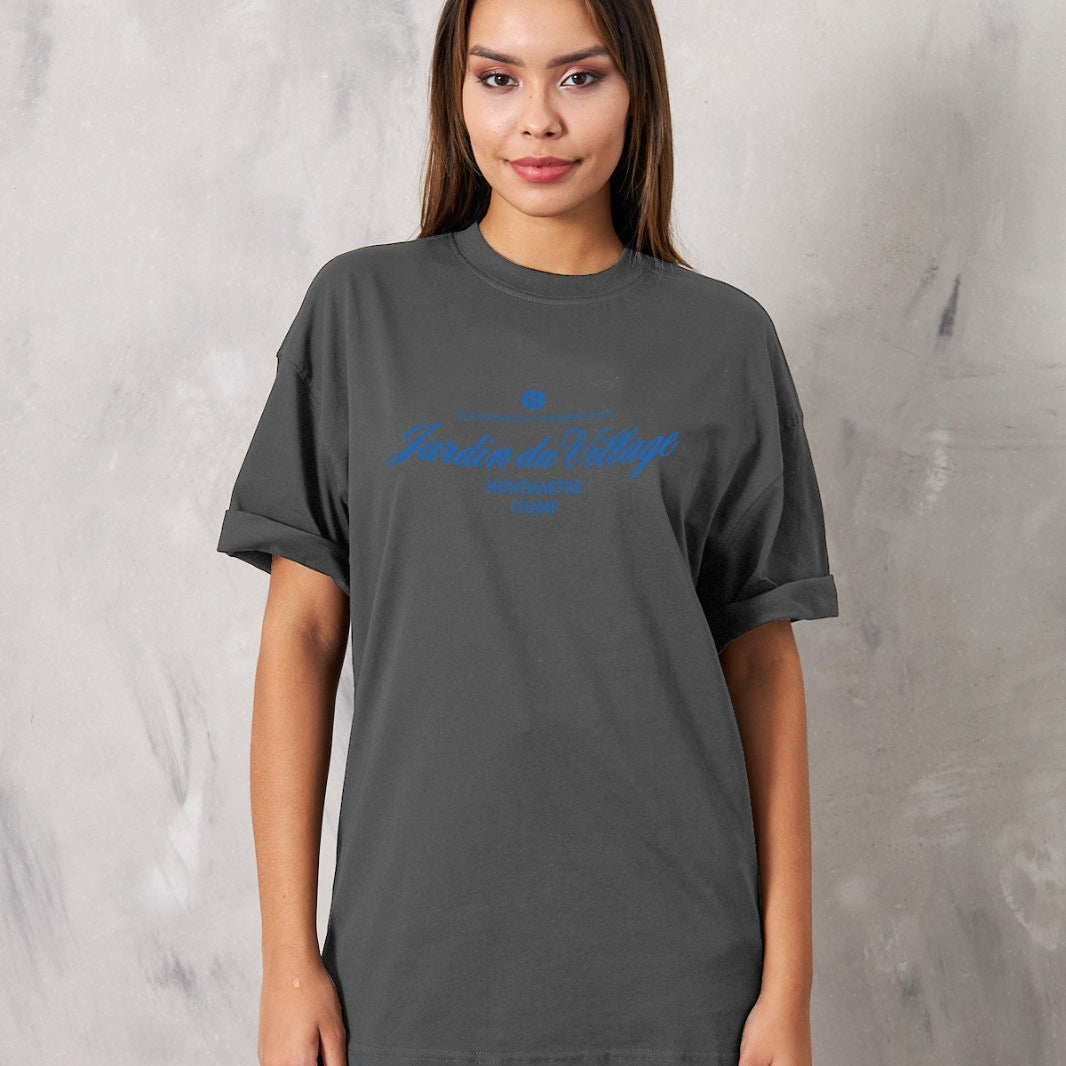 Montmartre Paris Yazılı Kadın Füme T-Shirt