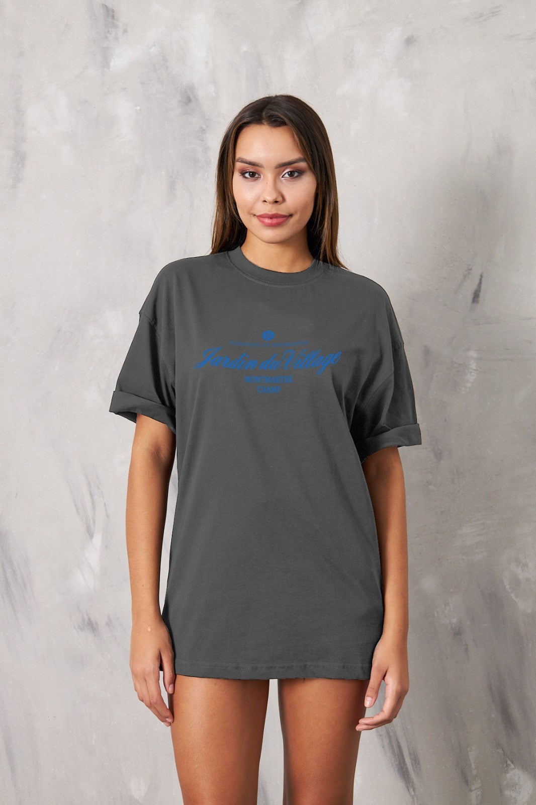 Montmartre Paris Yazılı Kadın Füme T-Shirt