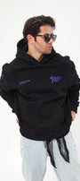 Kapüşonlu İçi Polar Eighty Five Yazı Baskılı Siyah Oversize Hoodie Sweatshirt