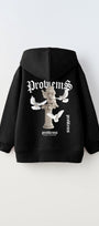 Kapüşonlu İçi Polar Problems Yazılı Heykel Baskılı Siyah Unisex Çocuk Hoodie Sweatshirt