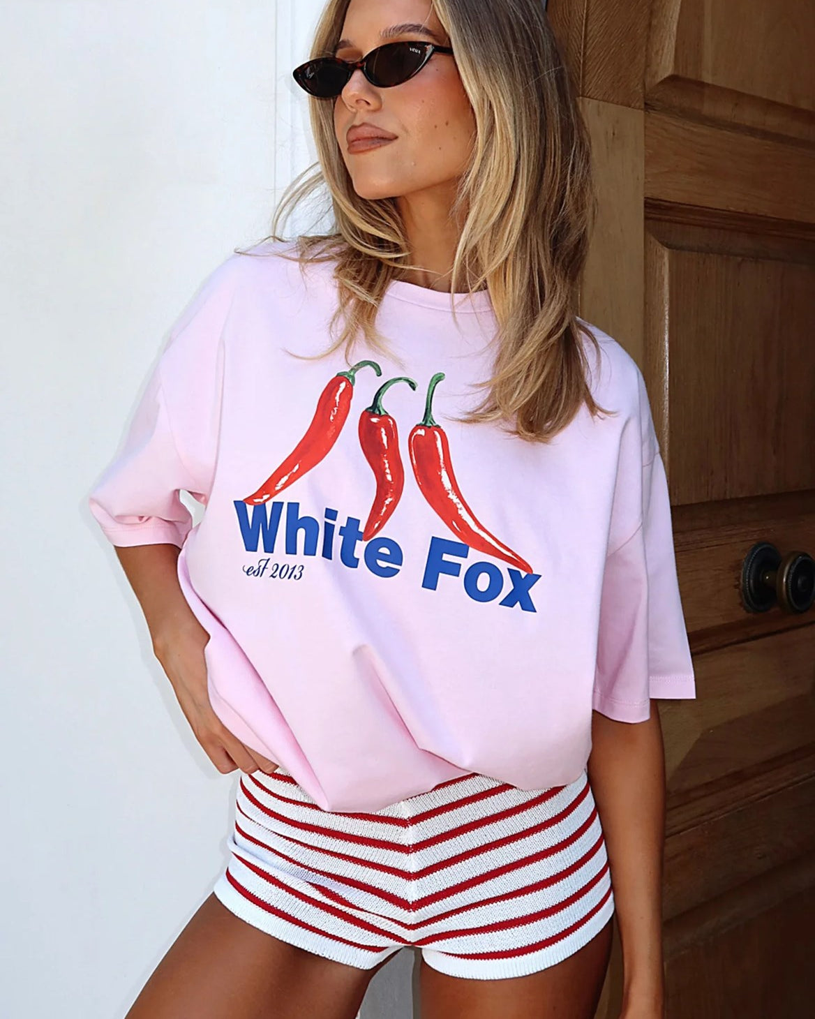 White Fox Pembe Kadın In The Hot Seat Yazılı Bisiklet Yaka T-shirt