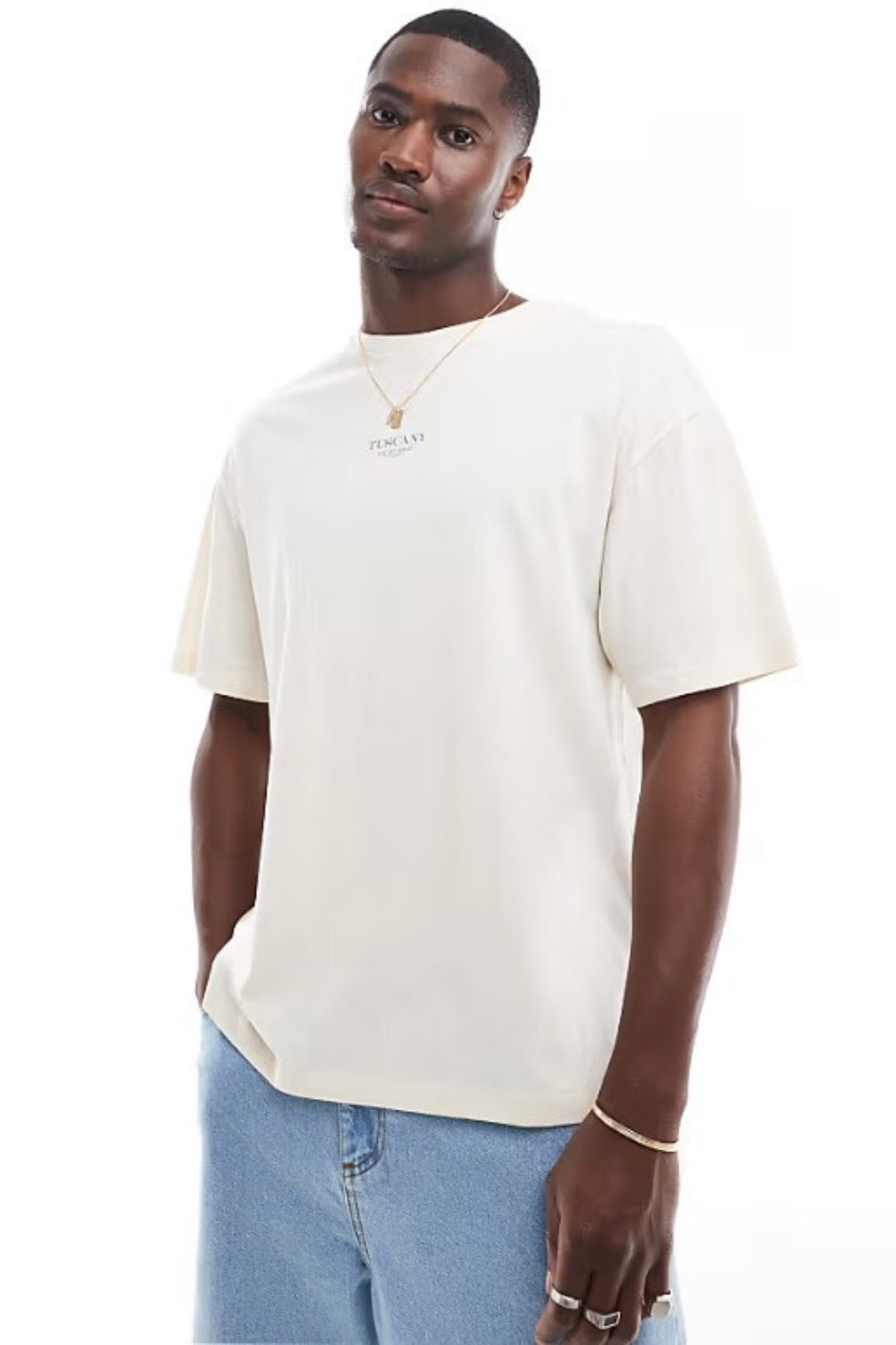 Büyük Beden %100 Pamuk Oversize Erkek Tişört  Tuscany Baskılı Yazlık Model