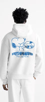 Kapüşonlu İçi Polar Peanuts Yazılı Snoopy Desen Baskılı Beyaz Oversize Hoodie Sweatshirt