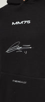 Kapüşonlu İçi Polar MM75 Baskılı Siyah Oversize Hoodie Sweatshirt
