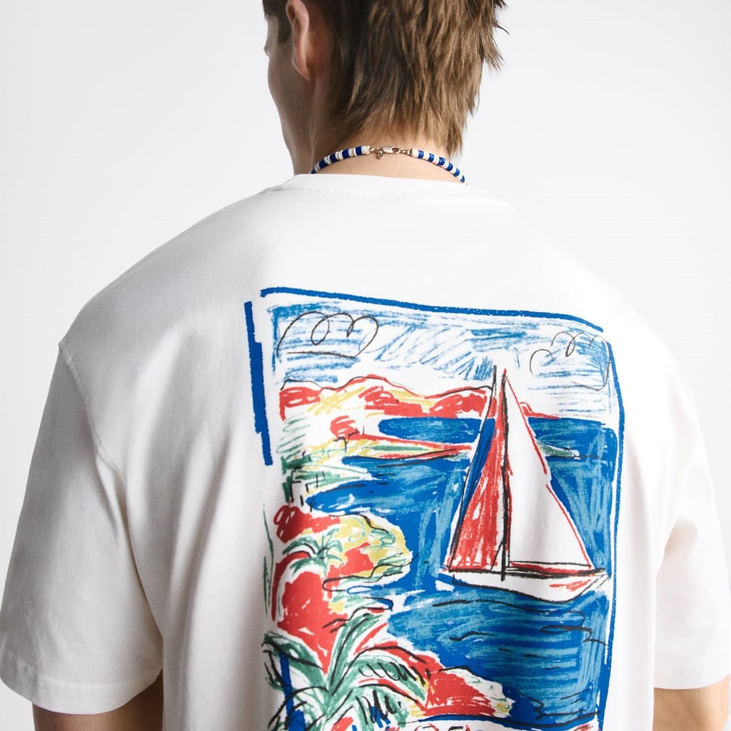 Bisiklet Yaka Le Vieux Baskılı Oversize Erkek T-shirt