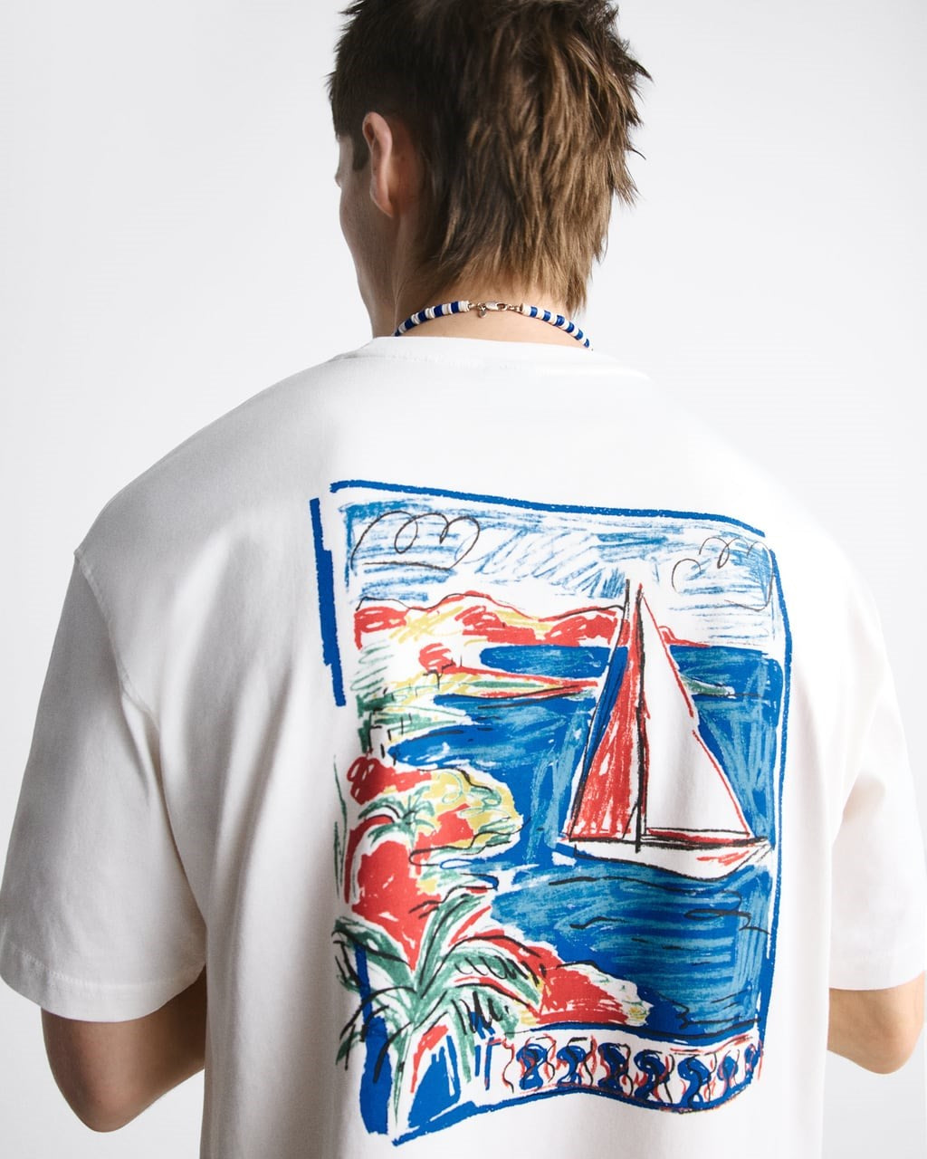 Bisiklet Yaka Le Vieux Baskılı Oversize Erkek T-shirt