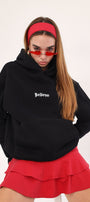 Kapüşonlu İçi Polar Believe İn Karma Baskılı Siyah Unisex Hoodie Sweatshirt