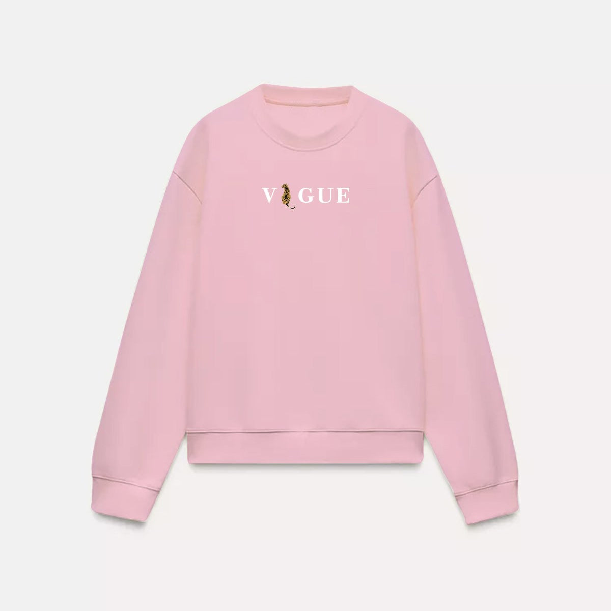 Vogue Yazı Baskılı Bisiklet Yaka İçi Polar Oversize Kesim Unisex Pembe Sweatshirt