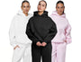 3'lü Paket Kapüşonlu İçi Polar Oversize Hoodie Sweatshirt/ Siyah-Beyaz-Pembe